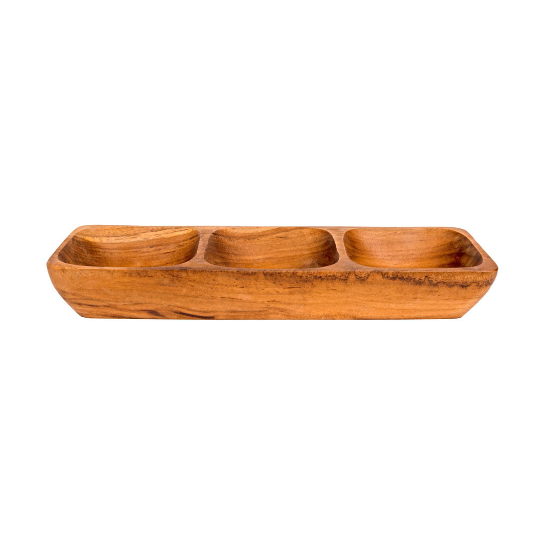 Tava compartimentata din lemn de tec 28.5x9x3cm
