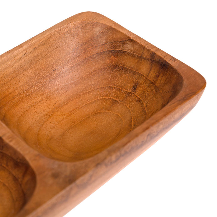 Tava compartimentata din lemn de tec 28.5x9x3cm