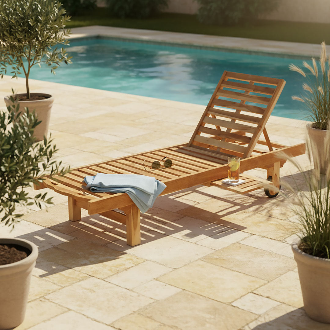 Sezlong din lemn de tec