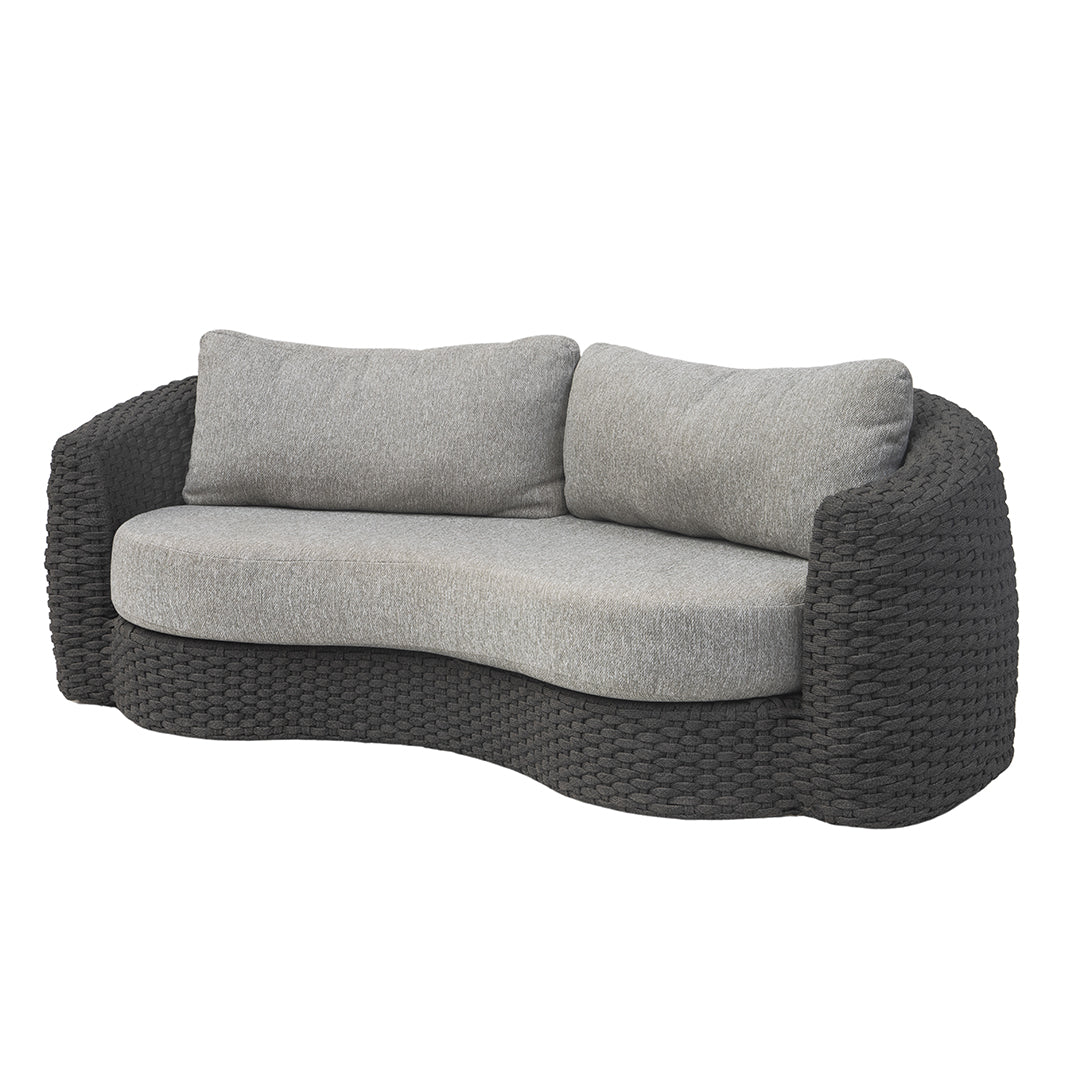 Set canapea cu fotoliu gri din franghie si bumbac