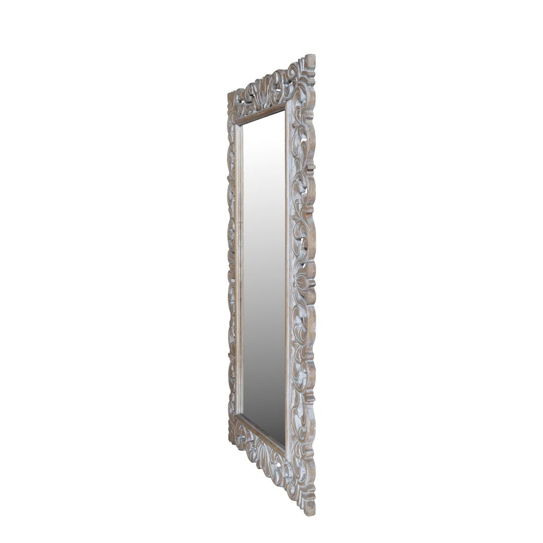 Oglinda bej din lemn de tec Floralis 180 x 70 cm