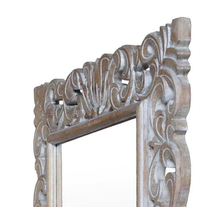 Oglinda bej din lemn de tec Floralis 180 x 70 cm