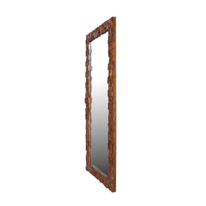 Oglinda maro din lemn de tec Cubika 180x70 cm