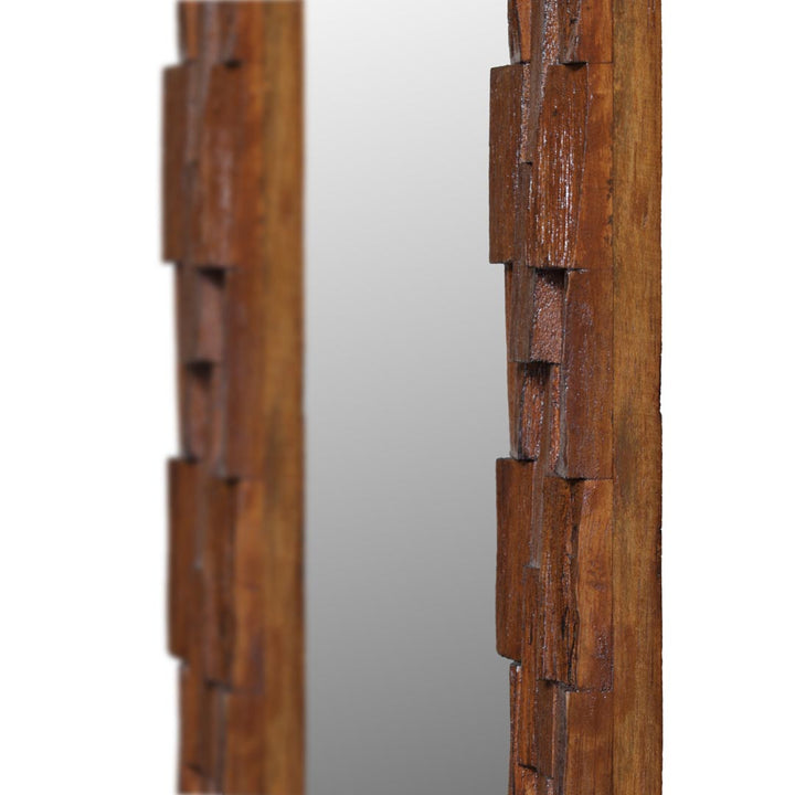 Oglinda maro din lemn de tec Cubika 180x70 cm