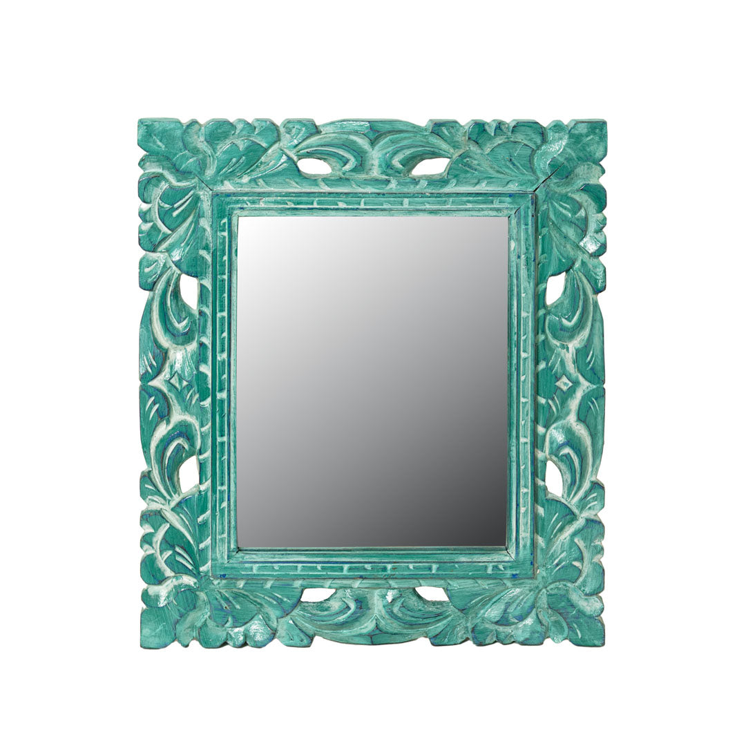 Oglinda multicolora din lemn de tec Folia