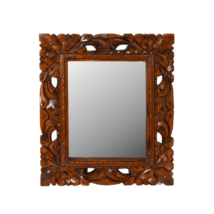 Oglinda multicolora din lemn de tec Folia