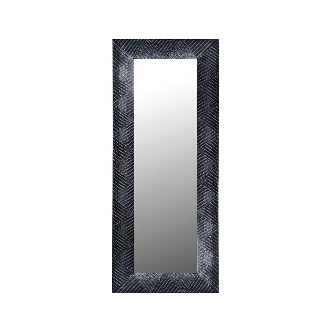 Oglinda neagra din lemn de tec Kavari 120x70 cm