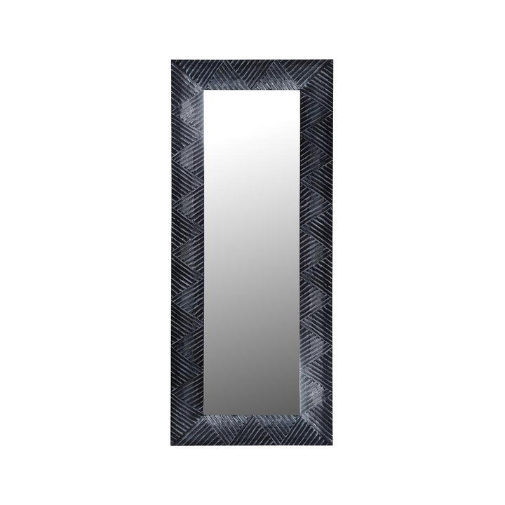 Oglinda neagra din lemn de tec Kavari 120x70 cm