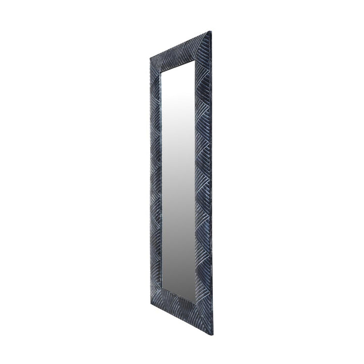 Oglinda neagra din lemn de tec Kavari 120x70 cm