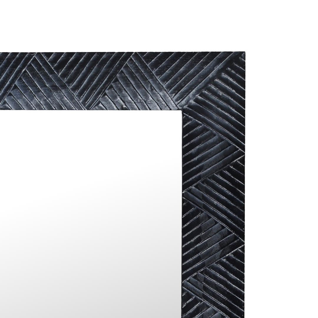 Oglinda neagra din lemn de tec Kavari 120x70 cm