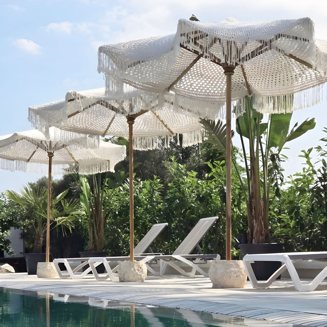 Stalp umbrela natur din lemn de tec Sun Dancer 250 x 250 cm
