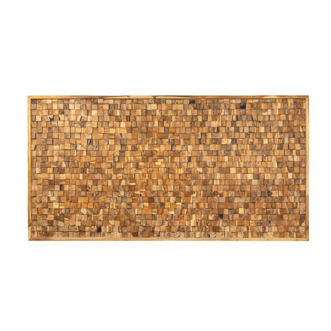 Decoratiune perete maro din lemn de tec Tesera 244x5x122cm