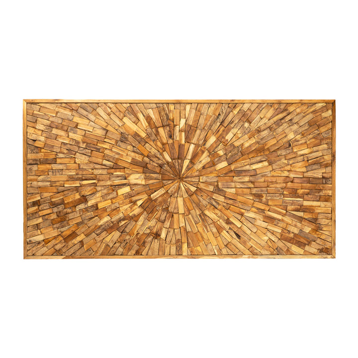 Decoratiune perete maro din lemn de tec Helia 244x5x122cm