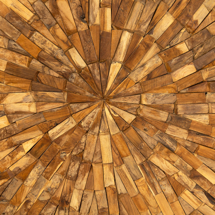 Decoratiune perete maro din lemn de tec Helia 244x5x122cm