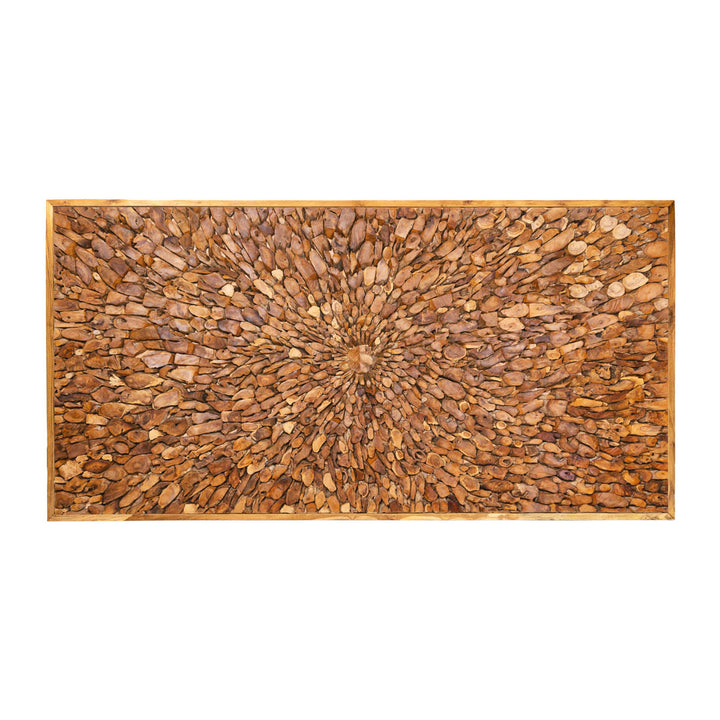 Decoratiune perete maro din lemn de tec Ignis 244x5x122cm