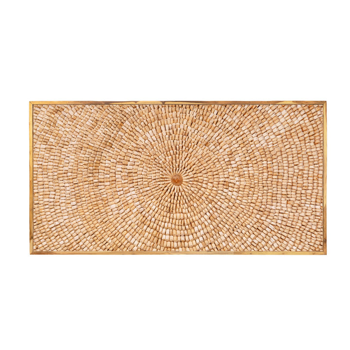 Decoratiune perete maro din lemn de tec Solaris 244x5x122cm