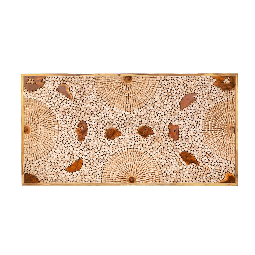 Decoratiune perete maro din lemn de tec Verve 244x5x122cm