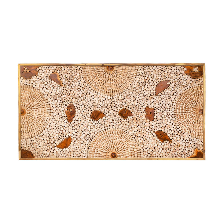 Decoratiune perete maro din lemn de tec Verve 244x5x122cm