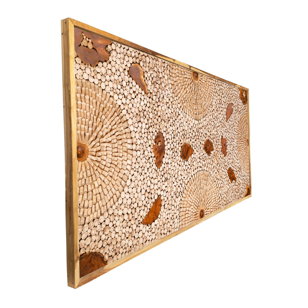 Decoratiune perete maro din lemn de tec Verve 244x5x122cm