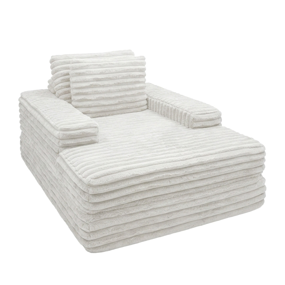 Canapea din textil alba din burete comprimat si catifea cord din poliester Komodo Nest Single