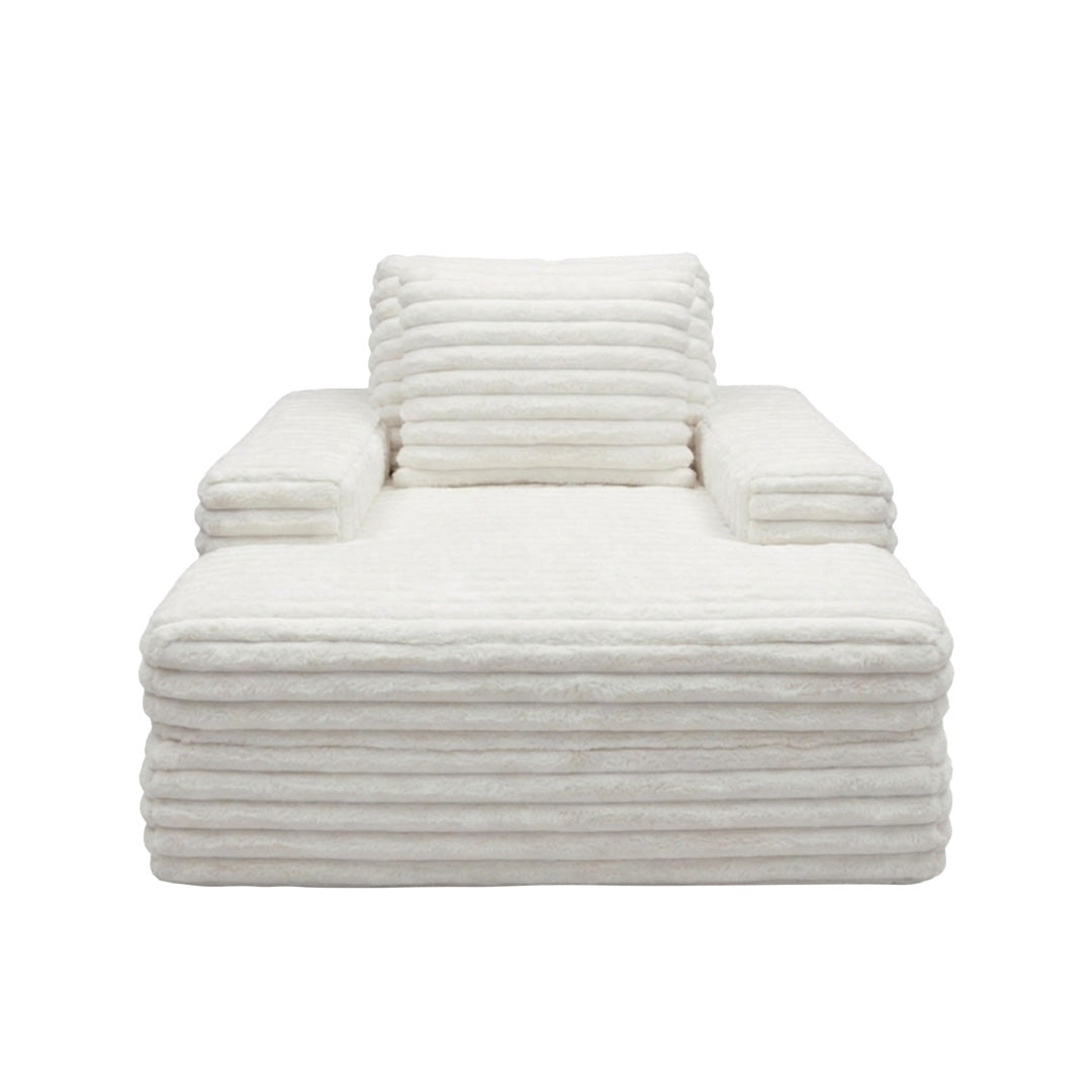 Canapea din textil alba din burete comprimat si catifea cord din poliester Komodo Nest Single