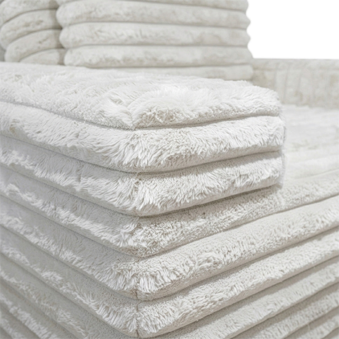 Canapea din textil alba din burete comprimat si catifea cord din poliester Komodo Nest Single