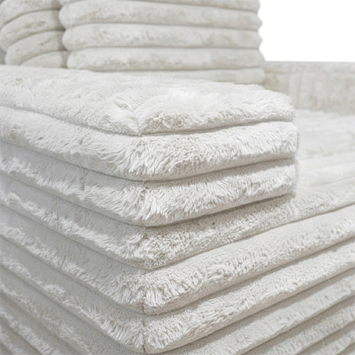 Canapea din textil alba din burete comprimat si catifea cord din poliester Komodo Nest Single