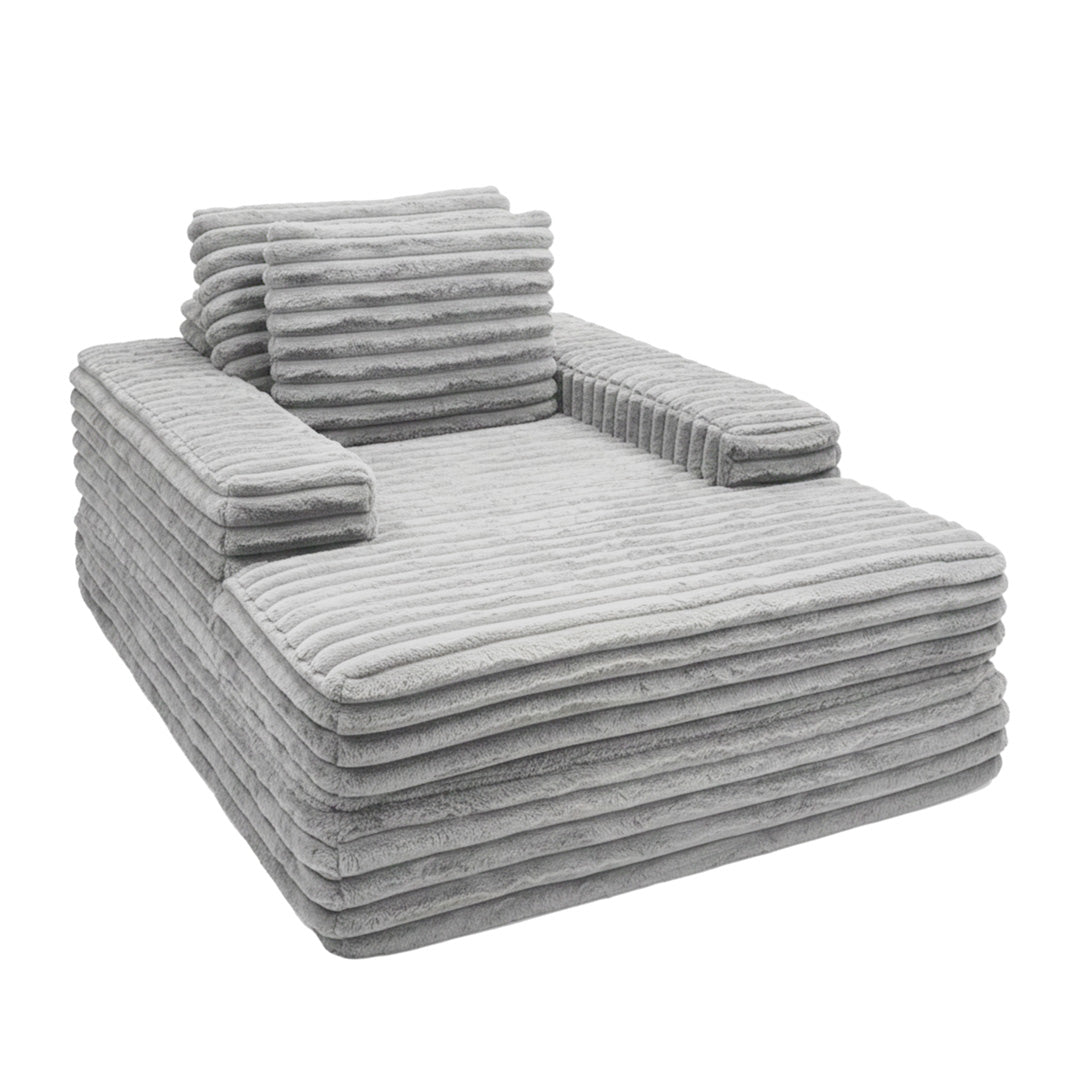 Canapea din textil gri din burete comprimat si catifea cord din poliester Komodo Nest Single