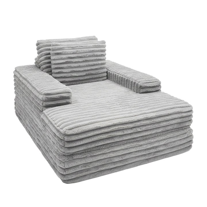 Canapea din textil gri din burete comprimat si catifea cord din poliester Komodo Nest Single