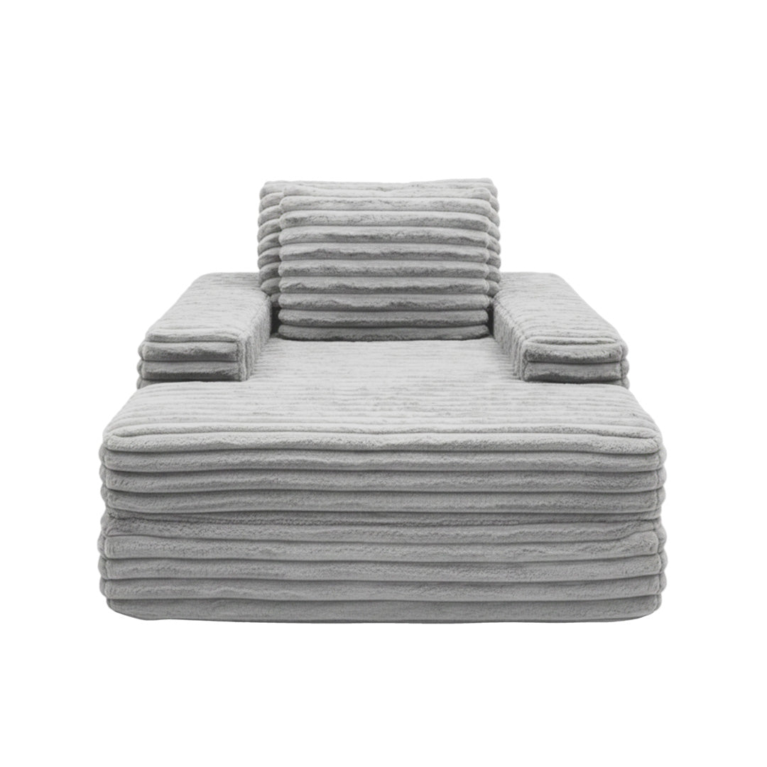 Canapea din textil gri din burete comprimat si catifea cord din poliester Komodo Nest Single