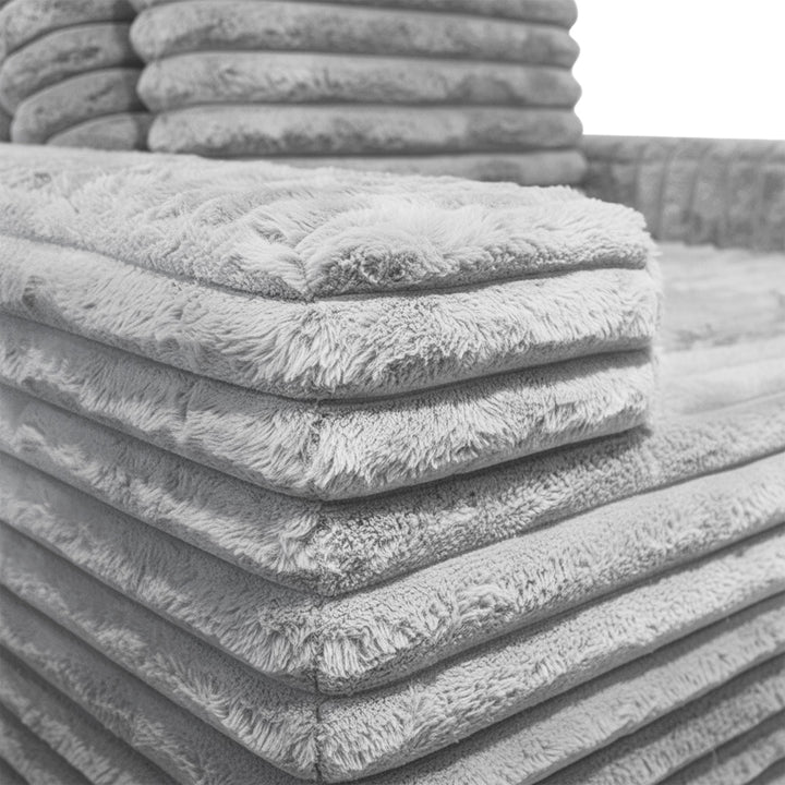 Canapea din textil gri din burete comprimat si catifea cord din poliester Komodo Nest Single