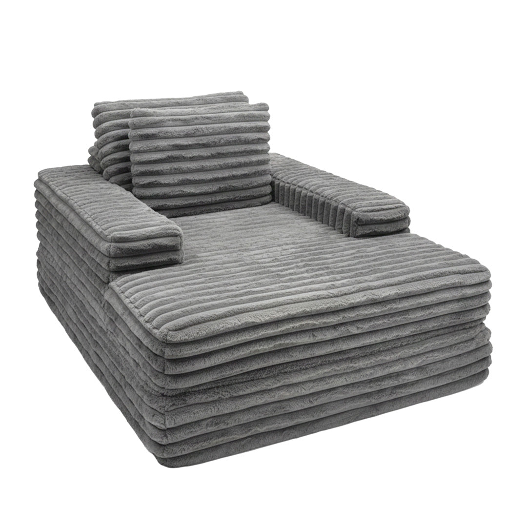 Canapea din textil antracit din burete comprimat si catifea cord din poliester Komodo Nest Single