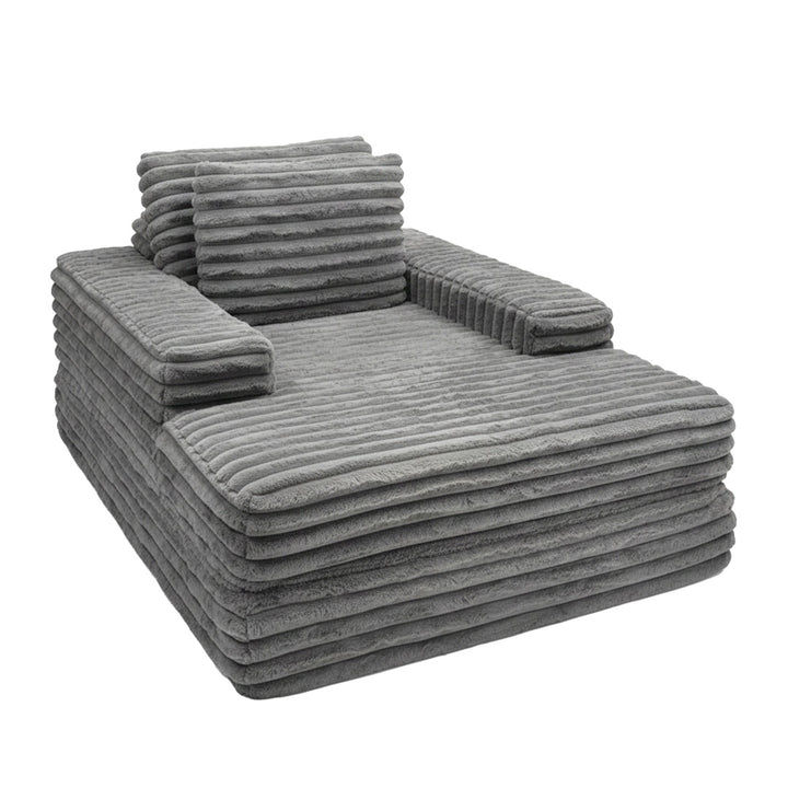 Canapea din textil antracit din burete comprimat si catifea cord din poliester Komodo Nest Single