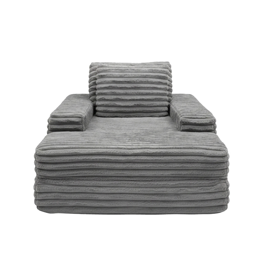 Canapea din textil antracit din burete comprimat si catifea cord din poliester Komodo Nest Single