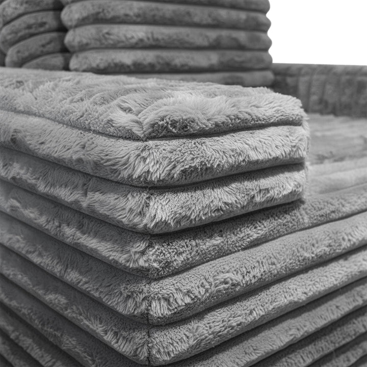 Canapea din textil antracit din burete comprimat si catifea cord din poliester Komodo Nest Single