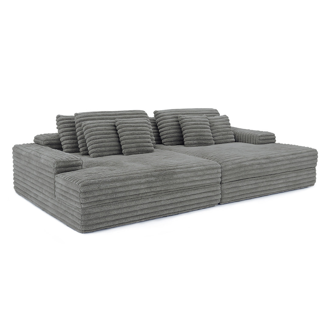 Canapea din textil antracit din burete comprimat si catifea cord din poliester Komodo Nest