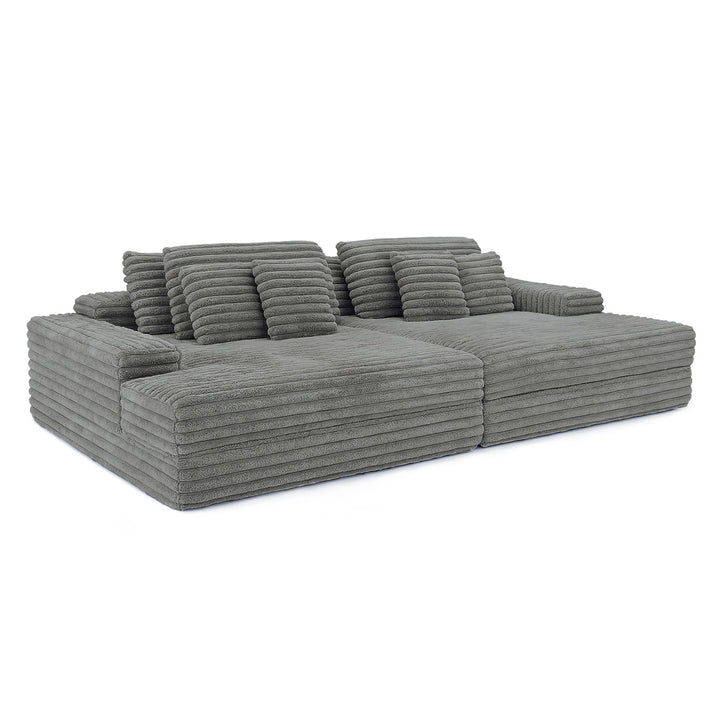 Canapea din textil antracit din burete comprimat si catifea cord din poliester Komodo Nest