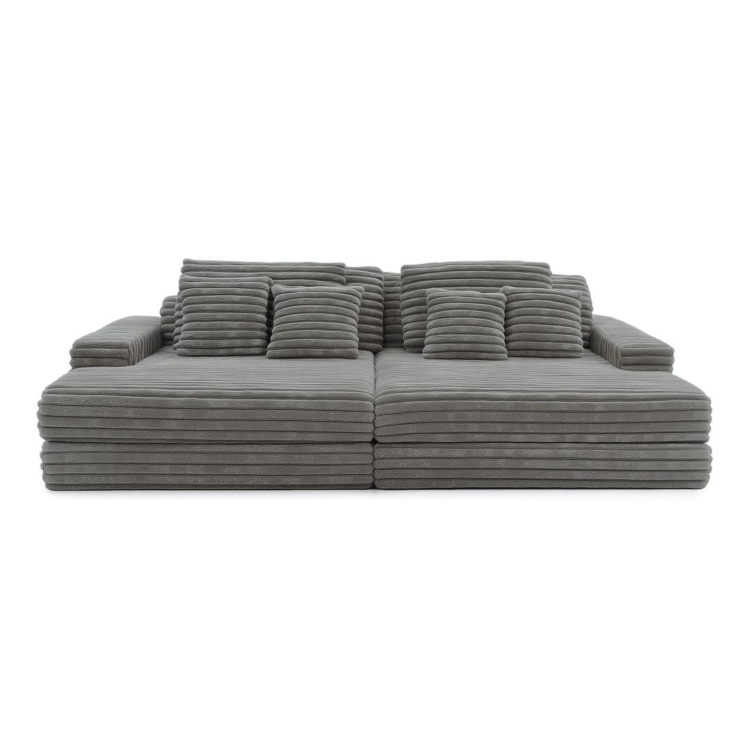 Canapea din textil antracit din burete comprimat si catifea cord din poliester Komodo Nest