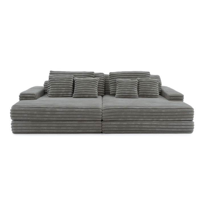 Canapea din textil antracit din burete comprimat si catifea cord din poliester Komodo Nest