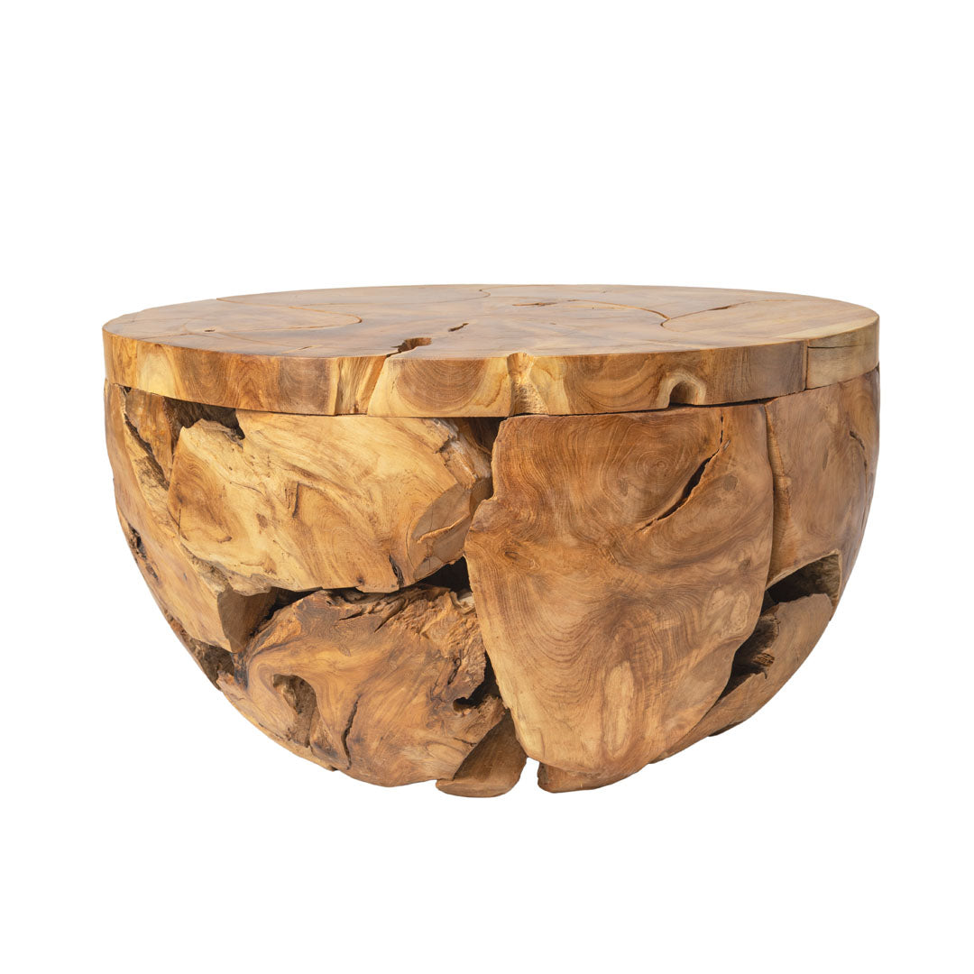 Masa de cafea maro din lemn de tec Roots 80x80x45cm