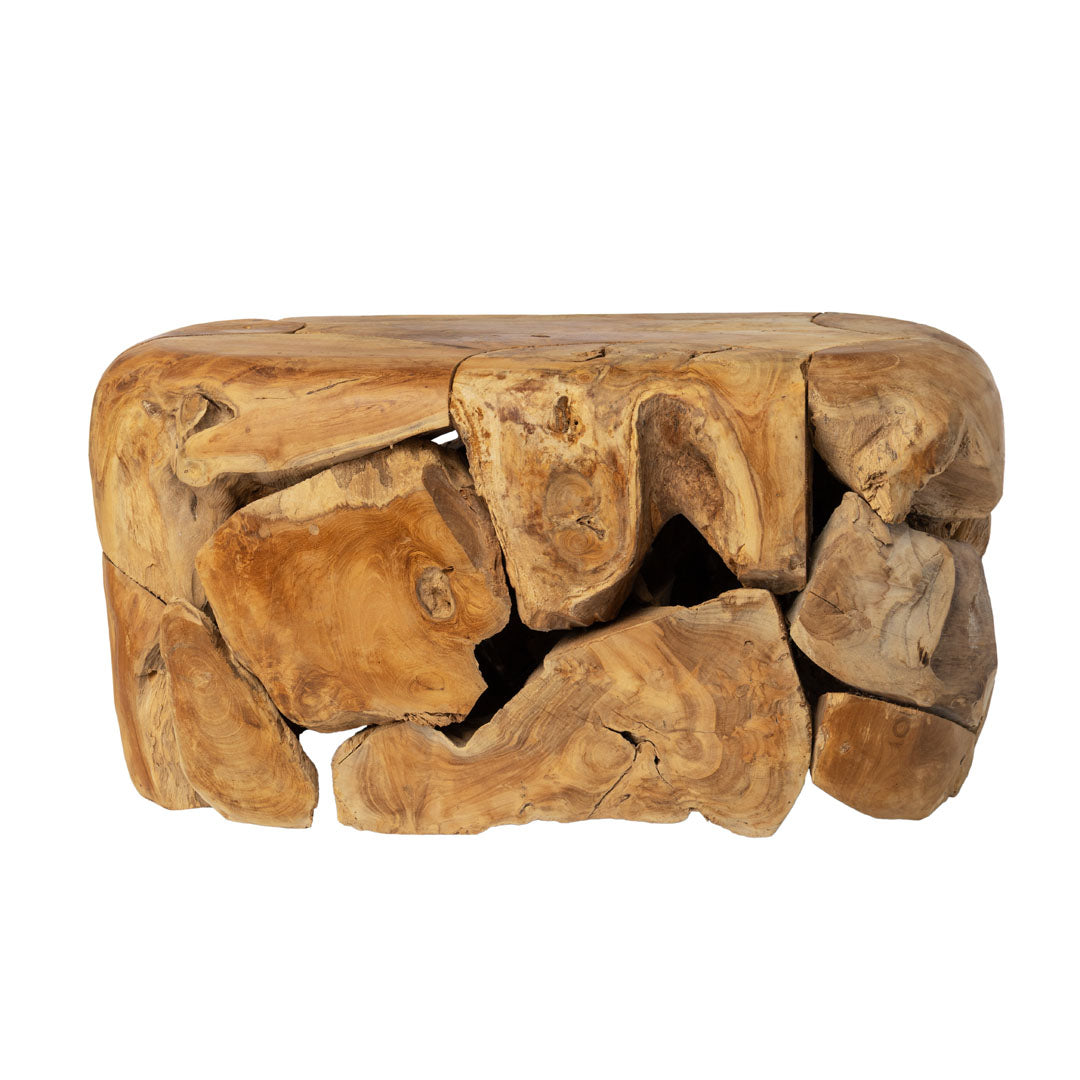 Masa de cafea maro din lemn de tec Roots 80x40x45cm