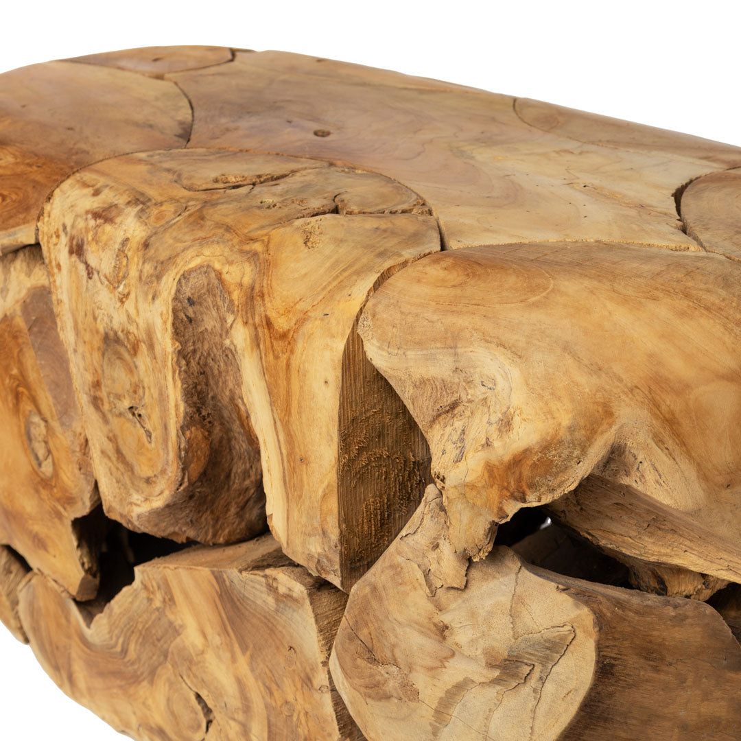 Masa de cafea maro din lemn de tec Roots 80x40x45cm
