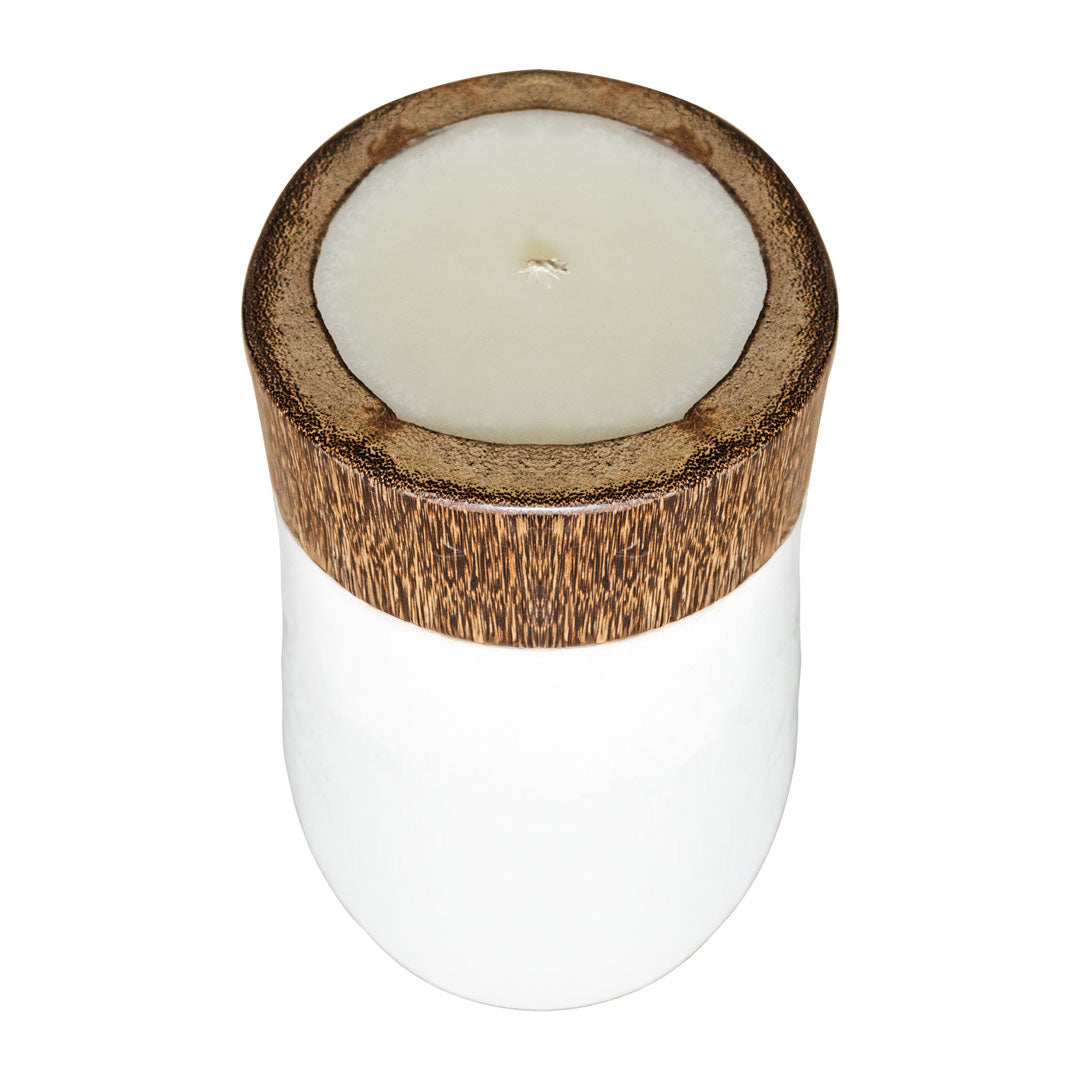 Lumanare cu suport alba din lemn de lontar Lilin
