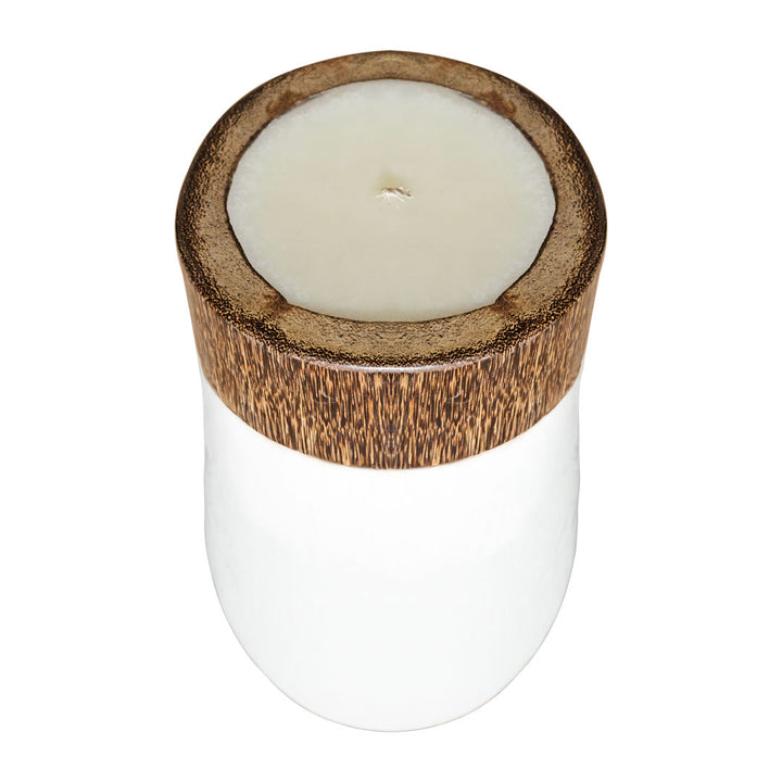 Lumanare cu suport alba din lemn de lontar Lilin