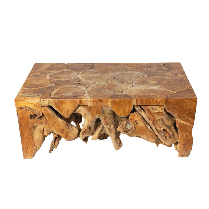 Masa de cafea maro din lemn de tec Roots 150x90x45cm