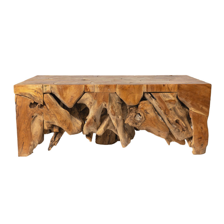 Masa de cafea maro din lemn de tec Roots 150x90x45cm