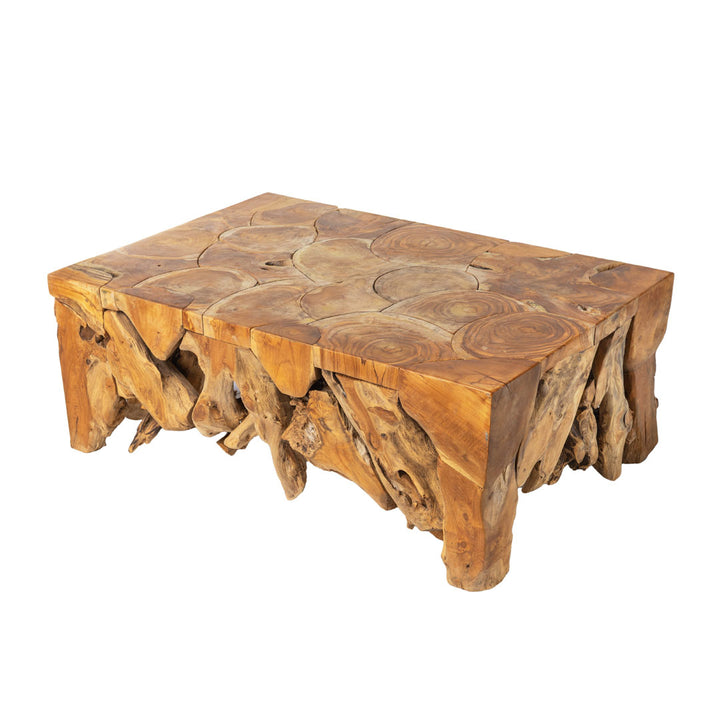 Masa de cafea maro din lemn de tec Roots 150x90x45cm