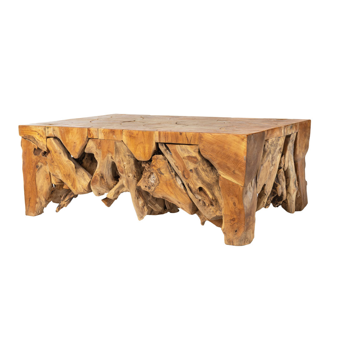 Masa de cafea maro din lemn de tec Roots 150x90x45cm