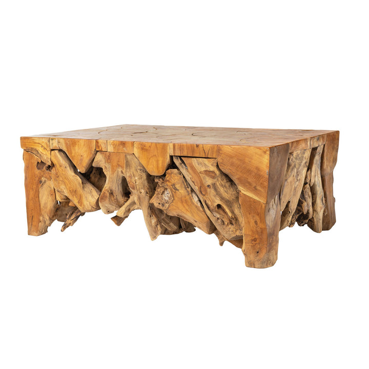 Masa de cafea maro din lemn de tec Roots 150x90x45cm