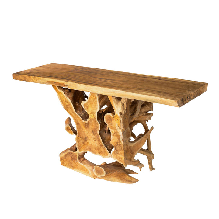 Consola maro din lemn de tec Taru 150x40x80cm